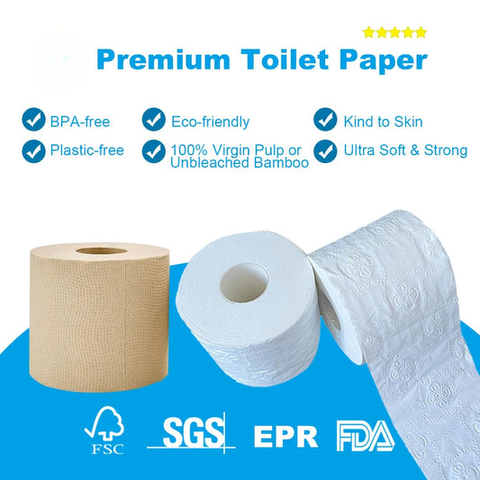 Wholesale Embossed Toilet Paper Roll – 1/2/3 Ply Recycled or Virgin Pulp